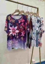 240 Pieces Loose Casual Printed Crew Neck Short Sleeve T-Shirts Bulk Chinese Stock Clothing for Wholesale Export - Image 9