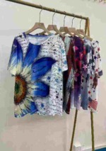 240 Pieces Loose Casual Printed Crew Neck Short Sleeve T-Shirts Bulk Chinese Stock Clothing for Wholesale Export - Image 8