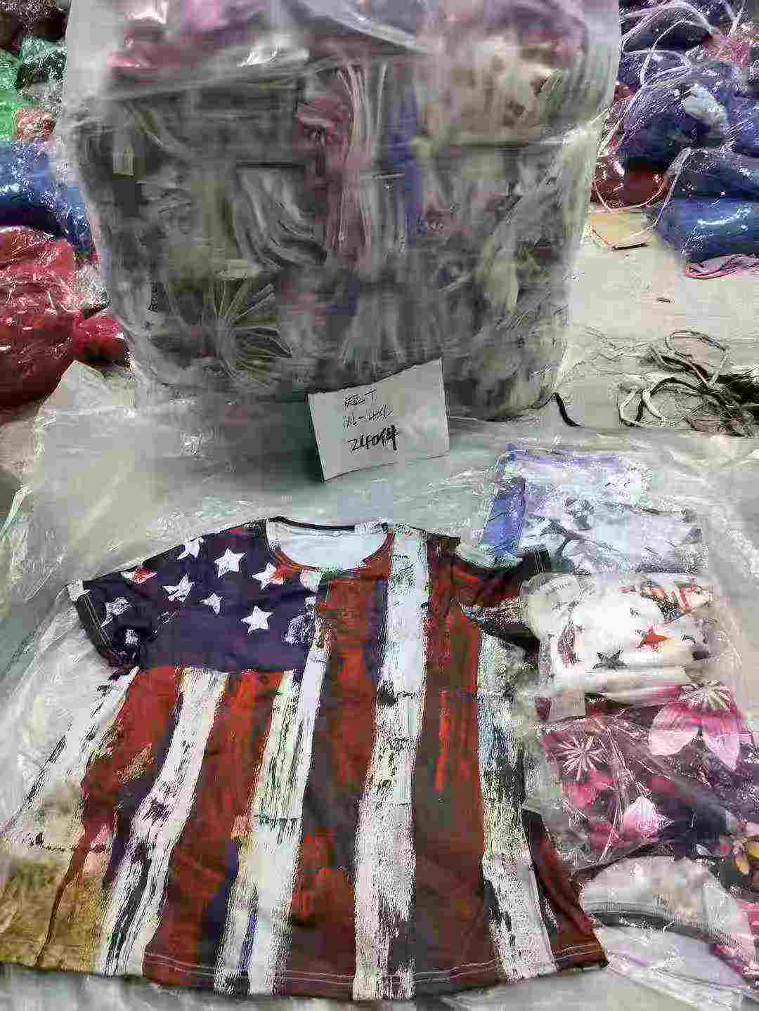 240 Pieces Loose Casual Printed Crew Neck Short Sleeve T-Shirts Bulk Chinese Stock Clothing for Wholesale Export - Image 2