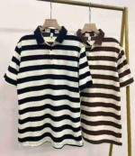 442 Pieces Striped Short Sleeve Tops, Polo Neck (Few Round Neck), Back Neck Taping, Size M-4XL, 10 Pieces Per Pack - Image 1