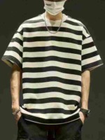 442 Pieces Striped Short Sleeve Tops, Polo Neck (Few Round Neck), Back Neck Taping, Size M-4XL, 10 Pieces Per Pack - Image 5
