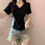 Clearance Bulk Stock: Sweet & Spicy V-Neck Color Block Slim Fit Women's Tops, Around 130 Pieces - Image 5