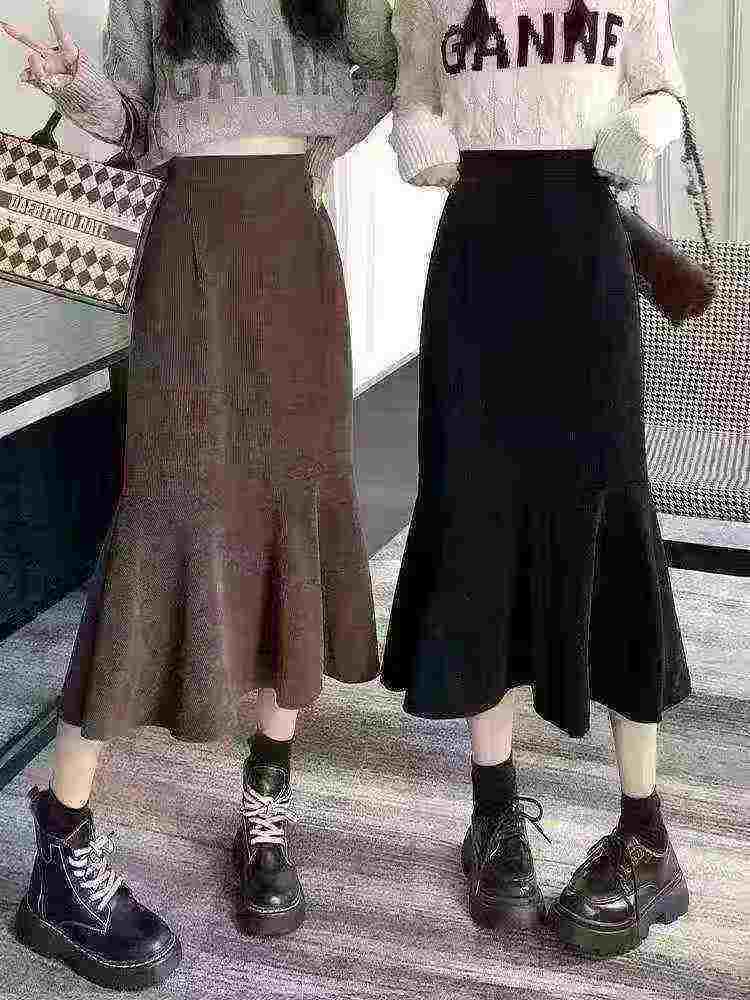 2025 New Fall Winter Women's High Waist Corduroy A-line Midi Long Skirts, 420 Pieces Stock Clearance Wholesale - Image 2