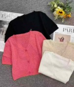 Summer New Design Tweed-style Ice Silk Knit Short Sleeve Cardigan About 600 Pieces Stock Lot Wholesale - Image 9