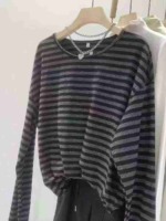 787 Pieces Unisex Lazy Style American Striped Long Sleeve Base T-Shirts for Spring Autumn Winter, Stretchy - Image 8