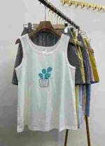 506 Sets Compact Cotton Printed Partial Embroidered Casual Vest Loungewear Sets, One Size Fits Up to 60kg - Image 4