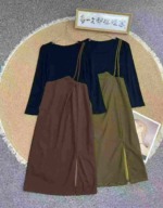 French Style Elegant Designer Dress 378 Pieces, Contrast Patchwork Slit Hem - Image 1