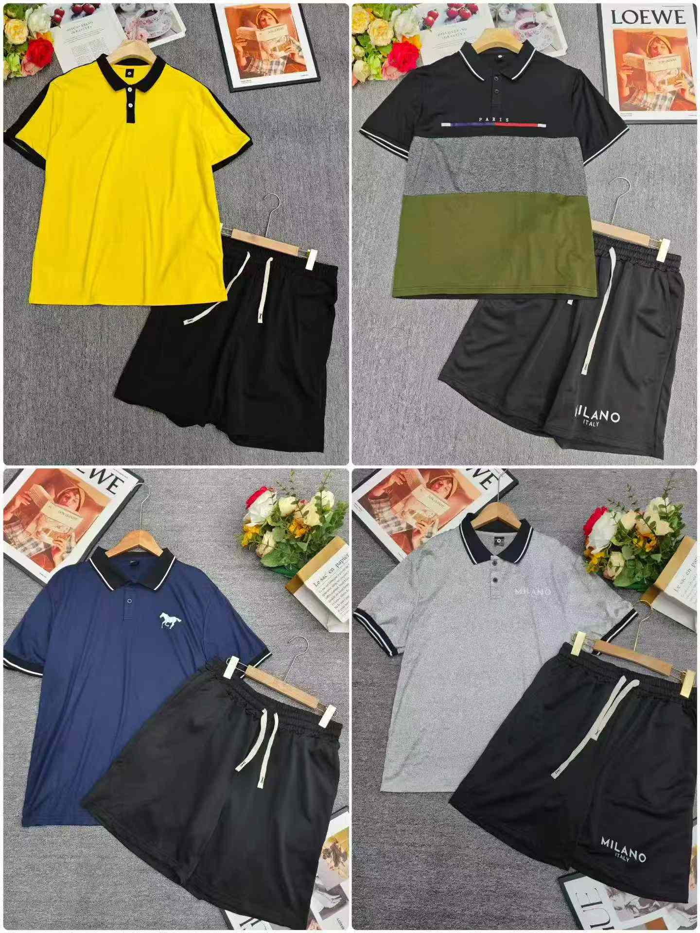 Clearance Sale 275 Pcs Casual Short Sleeve Polo Shirt & Shorts Set Sizes S-3XL Loose Fit - Image 2
