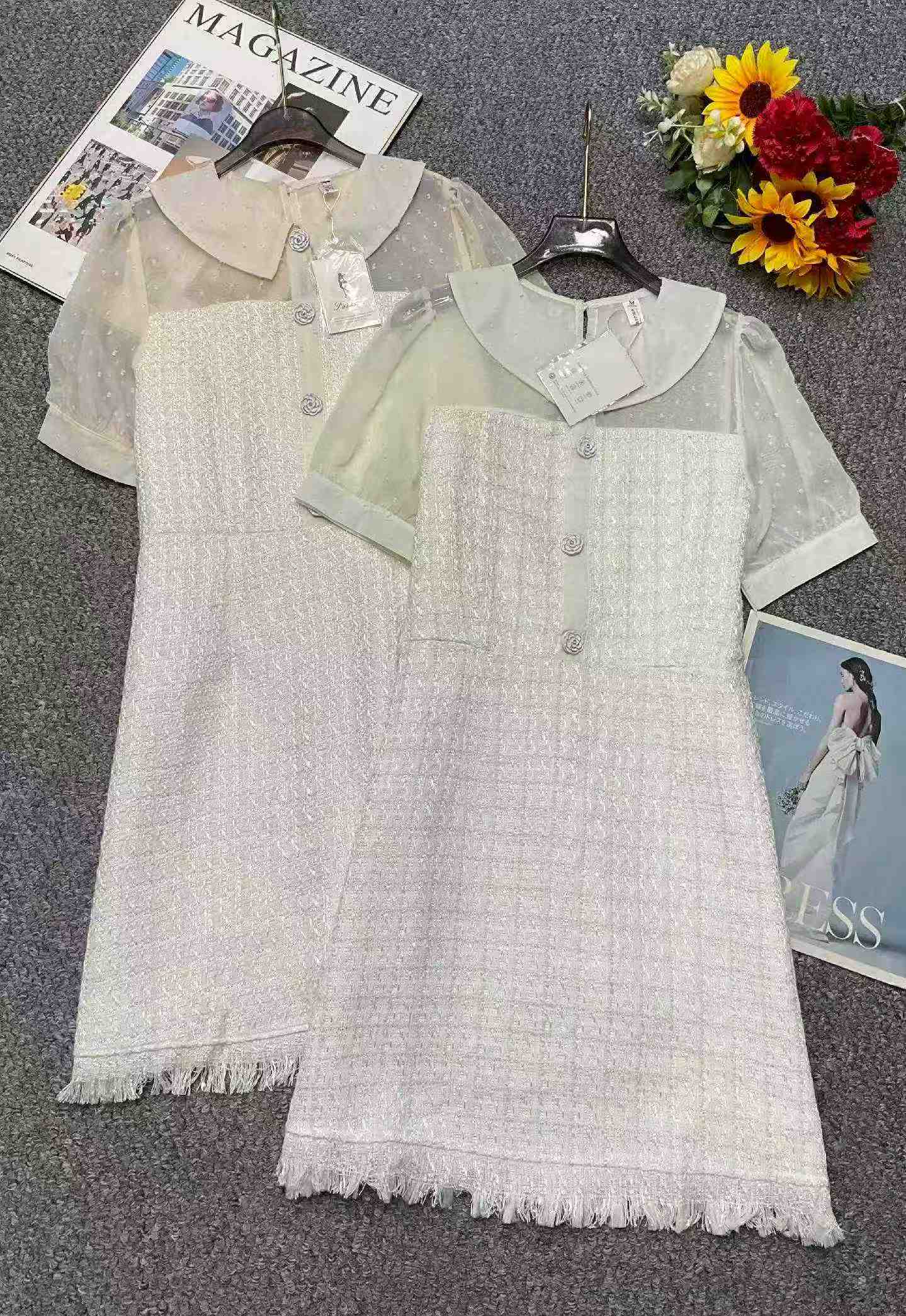 Summer New Trendy Tweed-style Dresses Stock Lot, Around 100 Pieces, Clearance Wholesale Price 9.6 CNY - Image 1