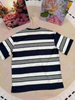 Clearance 210 Pieces American High Street Badge Stripe Short Sleeve T-Shirts, Loose Drop Shoulder Casual Unisex Couple Summer Tops - Image 7