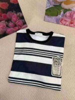 Clearance 210 Pieces American High Street Badge Stripe Short Sleeve T-Shirts, Loose Drop Shoulder Casual Unisex Couple Summer Tops - Image 5