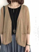 Summer New Vintage Thin Ice Silk Knit Cardigans, About 220 Pcs, Bulk Stock Clearance Wholesale - Image 7