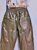 106 Pcs Women's Fleece Lined Elastic Waist Leather Pants, Solid Color, Sizes S-4XL Bulk Stock Clearance - Image 8