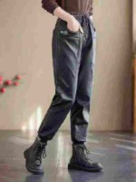 106 Pcs Women's Fleece Lined Elastic Waist Leather Pants, Solid Color, Sizes S-4XL Bulk Stock Clearance - Image 6