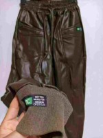 106 Pcs Women's Fleece Lined Elastic Waist Leather Pants, Solid Color, Sizes S-4XL Bulk Stock Clearance - Image 3