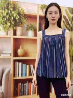 89 Pcs French Style Striped Wide Shoulder Off-the-shoulder Loose Cami Tops Bulk Wholesale - Image 1