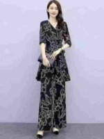 175 Sets Summer Korean Style Fashion Plus Size Women's High Waist Drapey Wide Leg Chiffon Pant Sets Stock Lot - Image 8