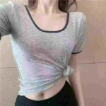 495 Pieces Simple Solid Color Versatile Short Sleeve T-Shirts Bulk Stock Wholesale - Image 7