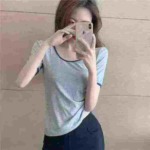 495 Pieces Simple Solid Color Versatile Short Sleeve T-Shirts Bulk Stock Wholesale - Image 5