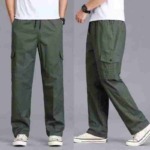 New Spring Summer Brand Original Embroidered Loose Large Size Men's Washed Cotton Cargo Casual Pants 84 Pcs Bulk Wholesale - Image 9
