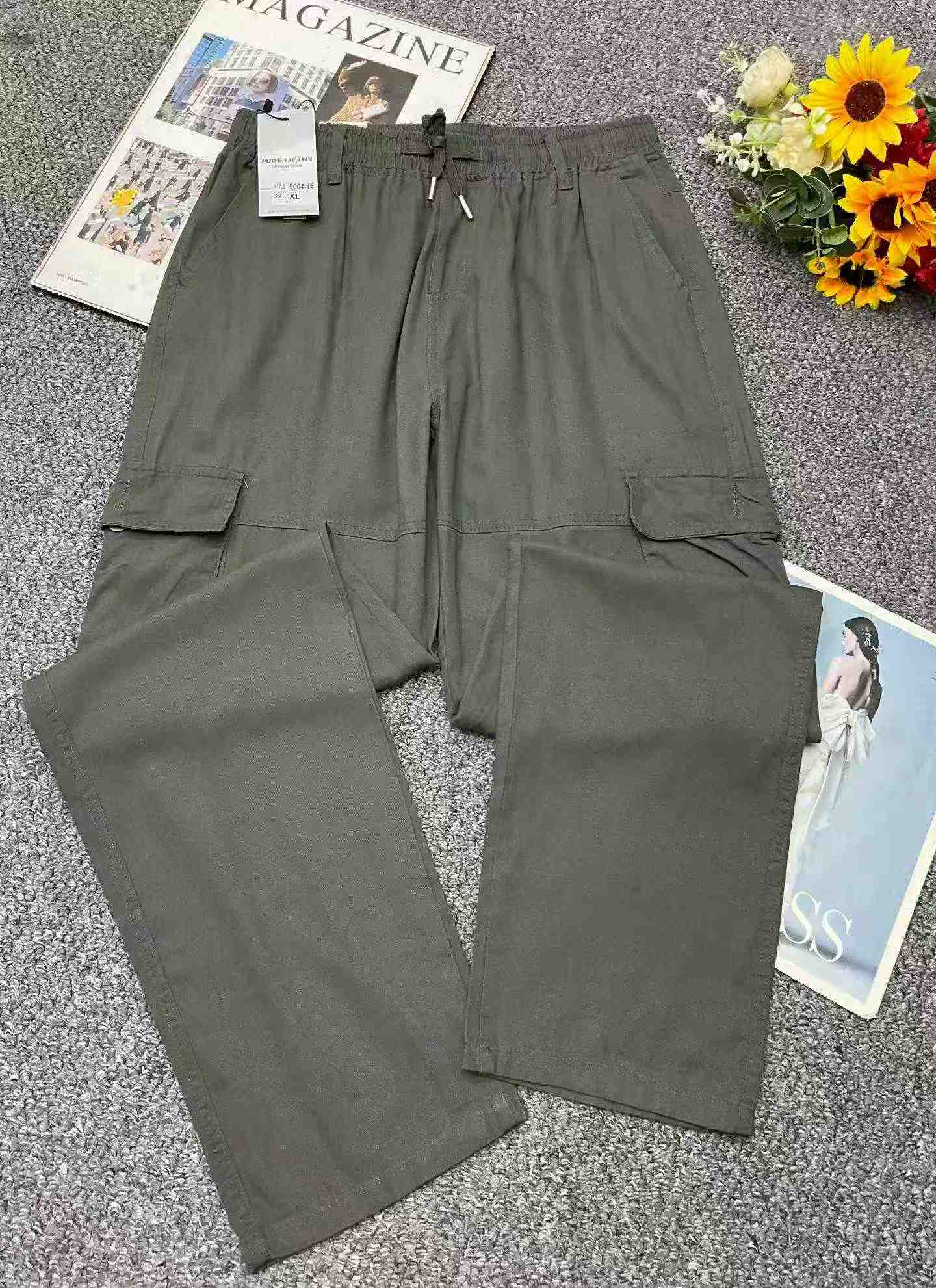 New Spring Summer Brand Original Embroidered Loose Large Size Men's Washed Cotton Cargo Casual Pants 84 Pcs Bulk Wholesale - Image 2