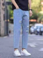 285 Pcs Spring Summer New Retro Distressed Men's Washed Cotton Loose Jeans S-2XL, Individual Packing With Hang Tag & Waist Card - Image 5