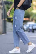 285 Pcs Spring Summer New Retro Distressed Men's Washed Cotton Loose Jeans S-2XL, Individual Packing With Hang Tag & Waist Card - Image 3