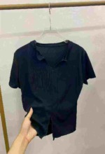 106 Pcs Chic Pure Style Sexy Short Sleeve T-Shirts With Small Split Hem Soft Stretchy Fabric - Image 9