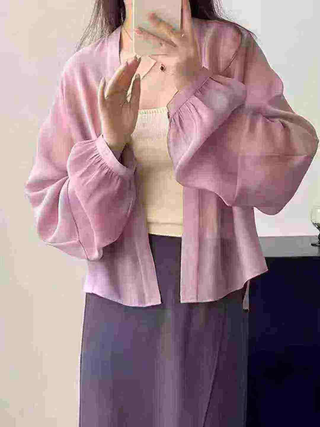 Vintage Chiffon Designer Open Cardigan Lantern Long Sleeve Sun Protection, 3 Colors, Around 120 Pieces - Image 1