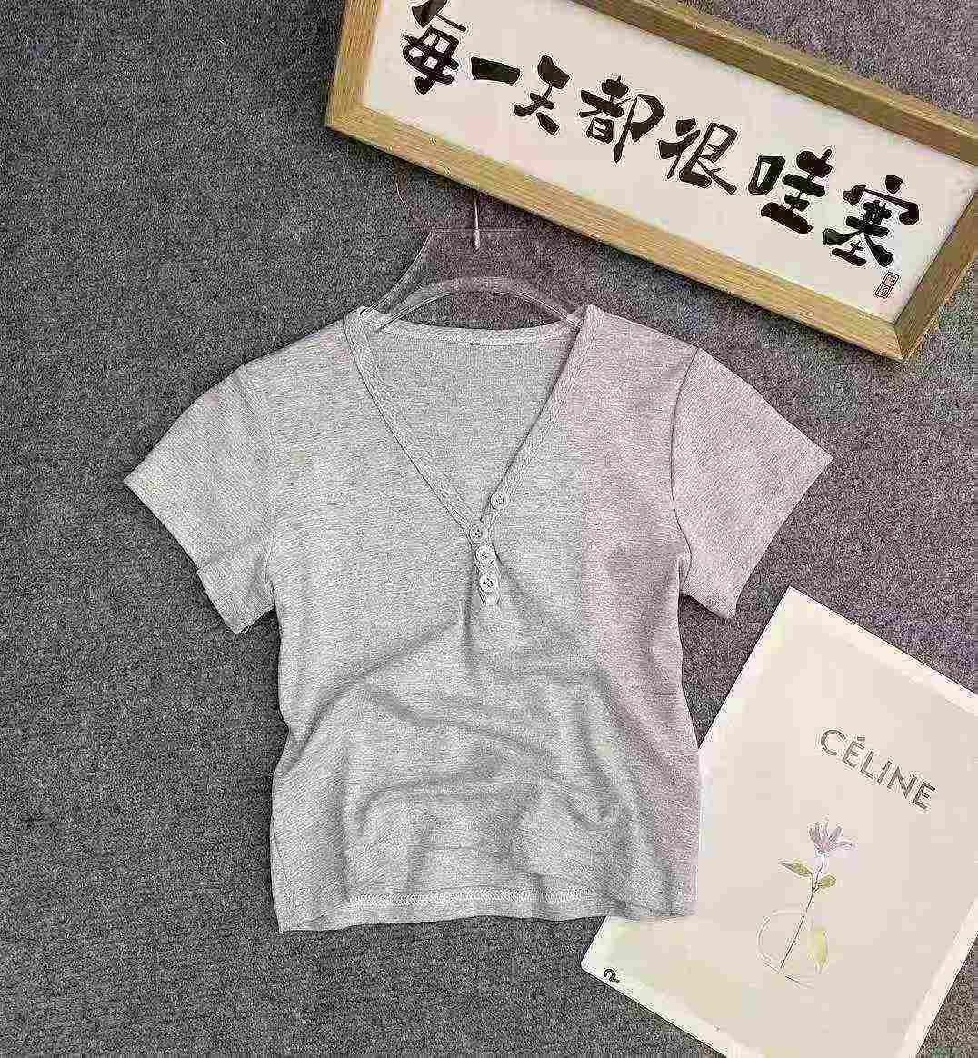 247 Pcs Sexy Buttoned Short Sleeve T-Shirts Bulk - Image 1