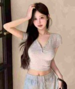 247 Pcs Sexy Buttoned Short Sleeve T-Shirts Bulk - Image 5