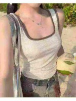 New Square Neck Colorblock Wide Strap Camisole Tank Top Women Inner Wear, 850 Pieces Stock Clearance - Image 8