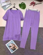 European & American Fashion Women's Split Short Sleeve Long Pants 2-Piece Set, 5 Colors, Around 118 Sets, Sizes S-3XL - Image 4