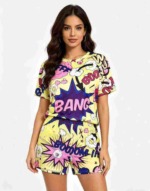Wholesale Stock Lot Fashion Printed Short Sleeve T-Shirt & Shorts 2-Piece Set, 257 Sets, 3 Colors, Size S-2XL - Image 1