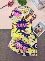 Wholesale Stock Lot Fashion Printed Short Sleeve T-Shirt & Shorts 2-Piece Set, 257 Sets, 3 Colors, Size S-2XL - Image 7