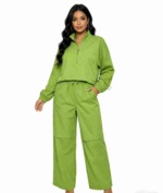 Clearance 115 Sets European & American Casual Green 2-Piece Long Sleeve Top & Long Pants Set S-2XL - Image 8