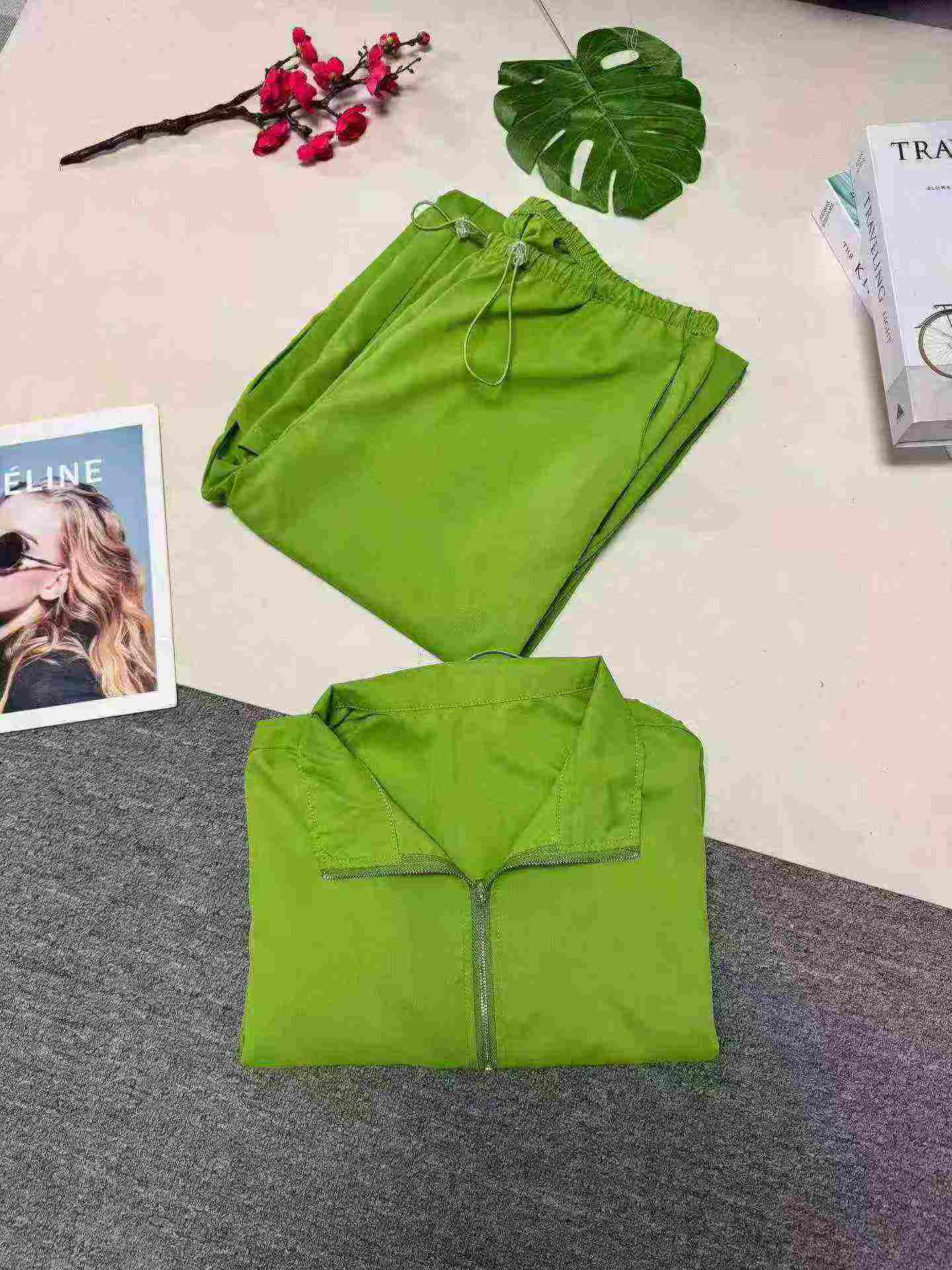 Clearance 115 Sets European & American Casual Green 2-Piece Long Sleeve Top & Long Pants Set S-2XL - Image 2