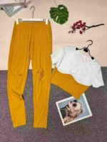 European American Fashion Women's Casual Ripped 2-Piece Short Sleeve Top & Long Pants, 4 Colors, Approx 390 Sets, Sizes S-2XL - Image 6