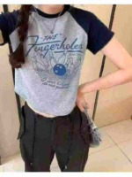 Summer New American Retro Color Block Drop Shoulder Printed Knit Short Sleeve T-Shirts, 372 Pieces Bulk Stock Clearance - Image 8