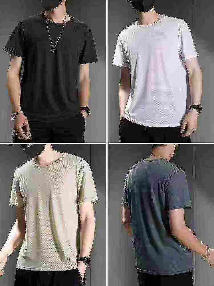 60000 Pcs Summer Men Women Loose Crew Neck Ice Feeling Thin Quick Dry Sports Short Sleeve T-Shirts Stock - Image 1