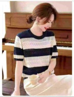 260 Pieces Summer New Light Mature Style Women's Ice Silk Knit T-Shirts Bulk Stock Wholesale - Image 3