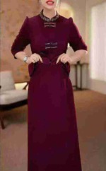 Clearance Stock Lot: 120 Pcs Spring Autumn Chinese Style Elegant Evening Banquet Dress, Magenta - Image 9