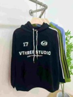 American Retro Street Style 3-Stripe Oversized Cotton Terry Unisex Hoodies 4247pcs Bulk Stock Clearance - Image 5