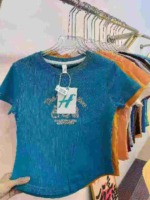 32000 Pcs Wholesale Stock Versatile Pure Cotton Women's Printed Short Sleeve T-Shirts Summer Irregular Slim Fit Tops - Image 7