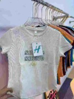 32000 Pcs Wholesale Stock Versatile Pure Cotton Women's Printed Short Sleeve T-Shirts Summer Irregular Slim Fit Tops - Image 6