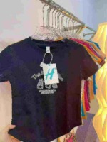 32000 Pcs Wholesale Stock Versatile Pure Cotton Women's Printed Short Sleeve T-Shirts Summer Irregular Slim Fit Tops - Image 4