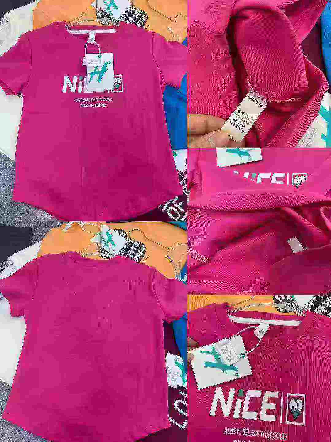 32000 Pcs Wholesale Stock Versatile Pure Cotton Women's Printed Short Sleeve T-Shirts Summer Irregular Slim Fit Tops - Image 2