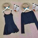 Clearance Sale 302 Sets: Sexy Petite 2-Piece Set Suspender Mini Dress with Cropped Coat, Elastic 12 Size Grey - Image 6