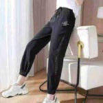 Clearance Bulk Stock: Total 196pcs Mesh Cutout Spliced Drawstring Cuffed Casual Pants, 146pcs Cutout Style White With Lining - Image 1
