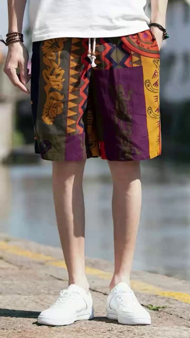 Bulk Wholesale Men's 5-inch Drawstring Beach Shorts, Total 9187 Pieces, Mixed Prints Chinese Stock Lot - Image 1